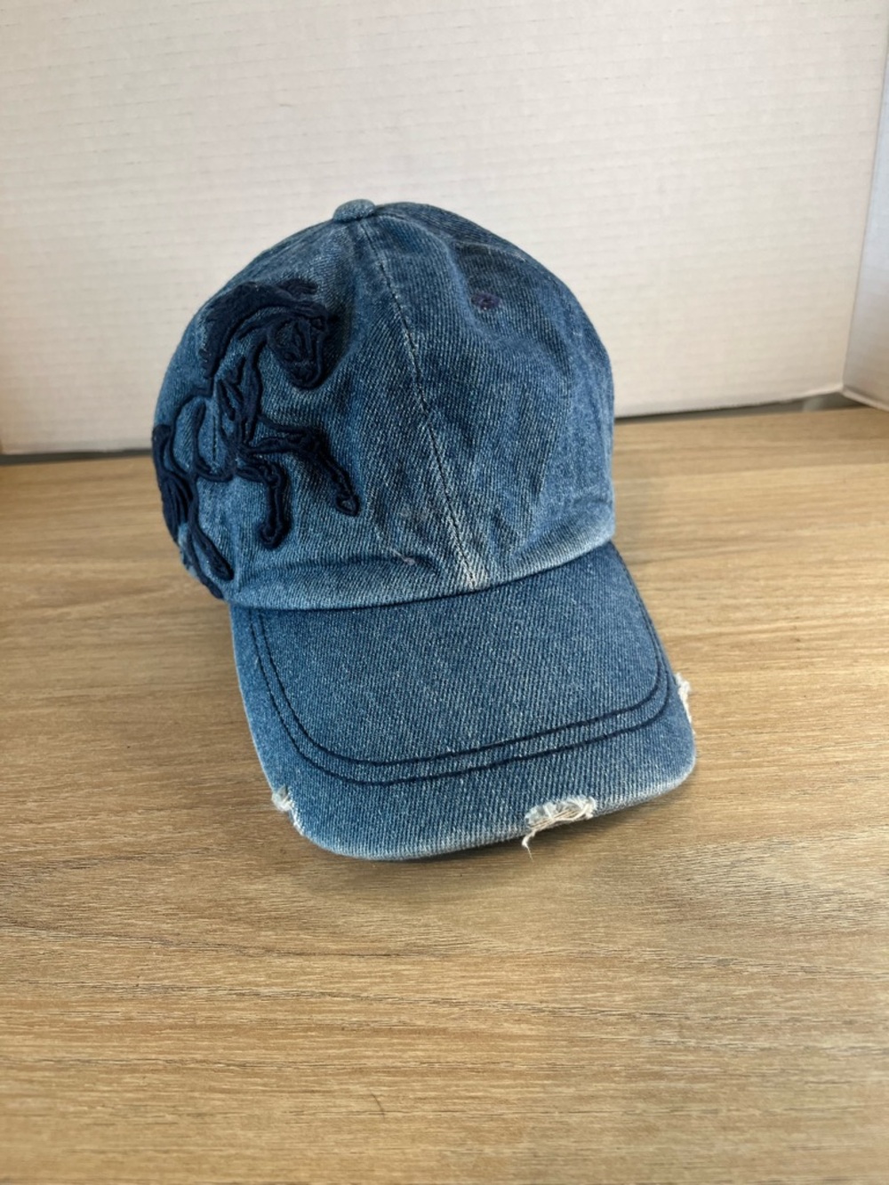 Denim Blue Embroidered Baseball Cap - Unbranded